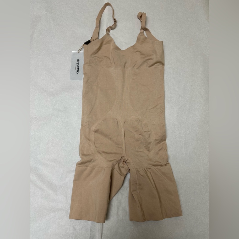NWT  Shaperx Fitness Body Shaper Womens Firm control Beige Nylon Spandex No Bust